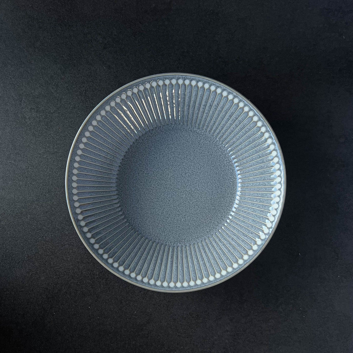 ALBEE Julienne Grass Pattern Deep Plate 22.5cm - Navy / Beige / Grey