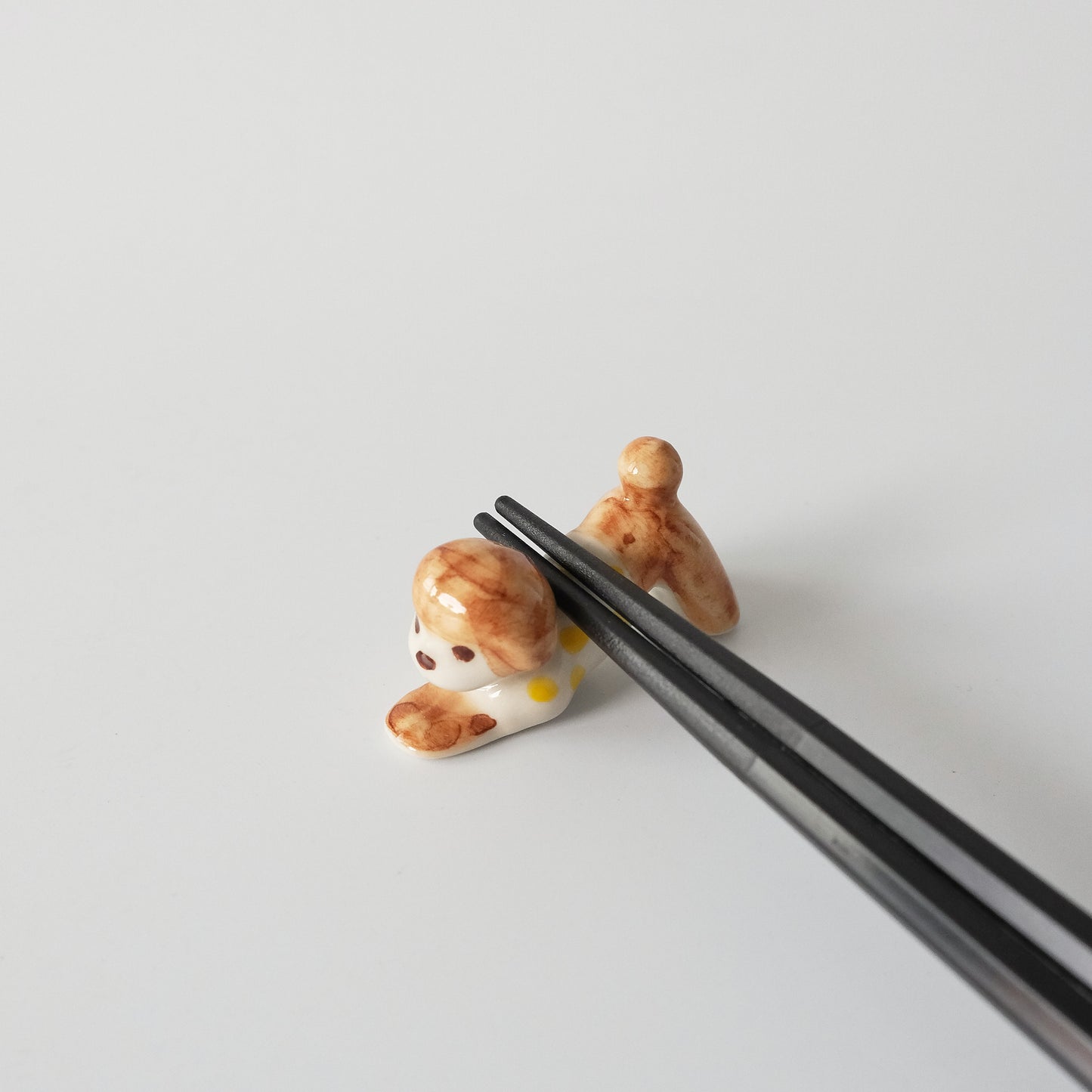 Chopstick Rest - Poodle with Yellow Dot Outfit