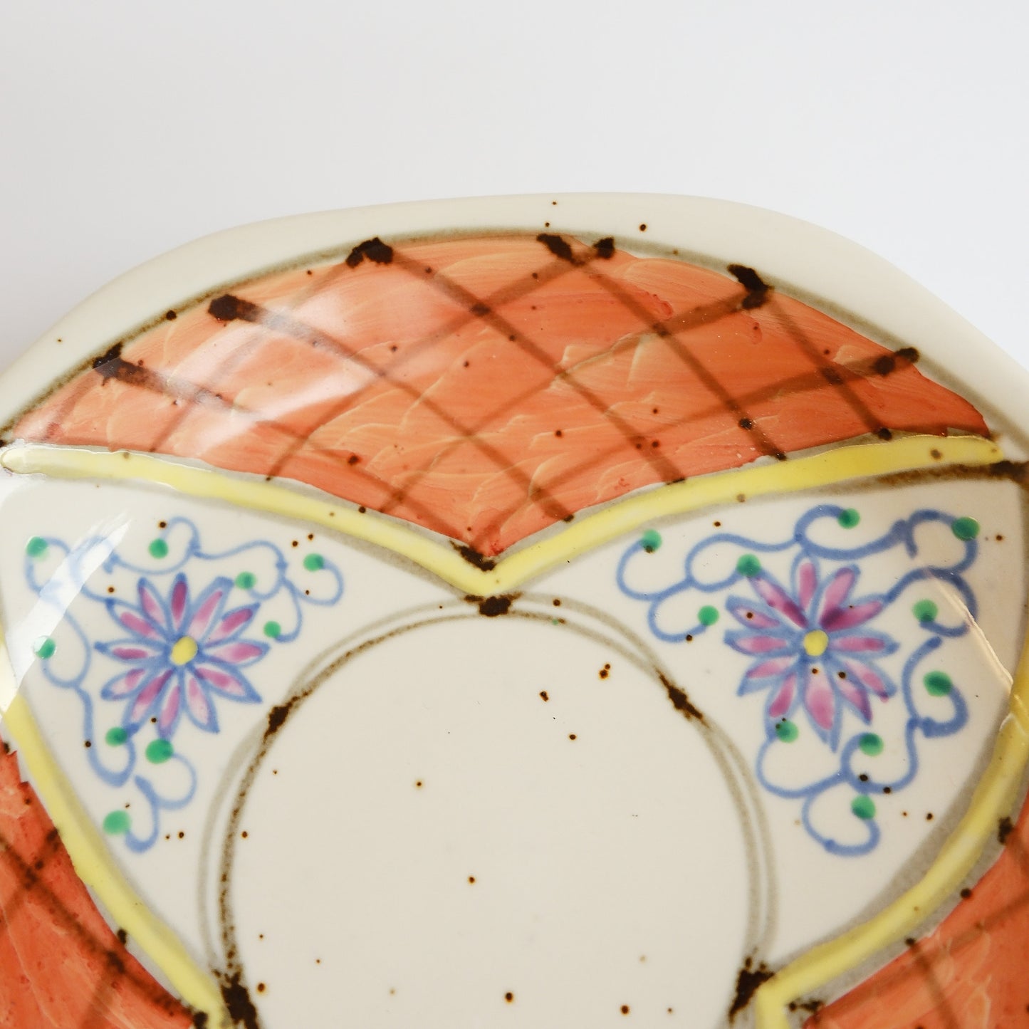 Arita Ware Hand Painted Hexagonal Floral Cup and Saucer 100ml - Orange