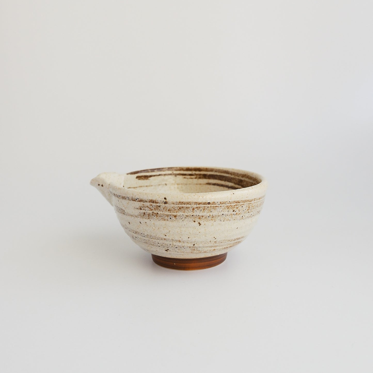 Nashiji Brushed Kataguchi Spout Matcha Bowl 200ml - Brown