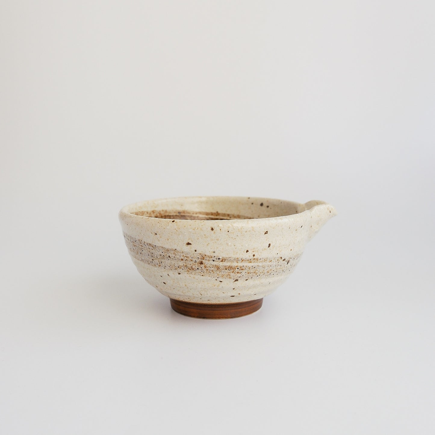 Nashiji Brushed Kataguchi Spout Matcha Bowl 200ml - Brown