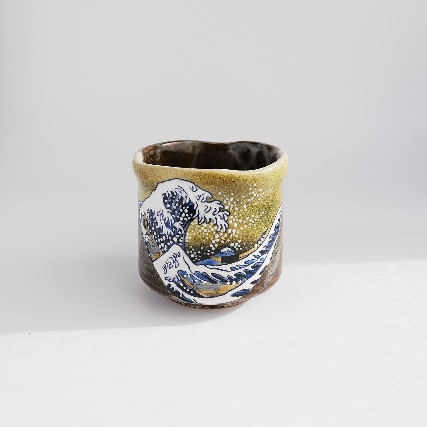 Kutani Ware Japanese Yunomi Tea Cup - Great Wave Kanagawa