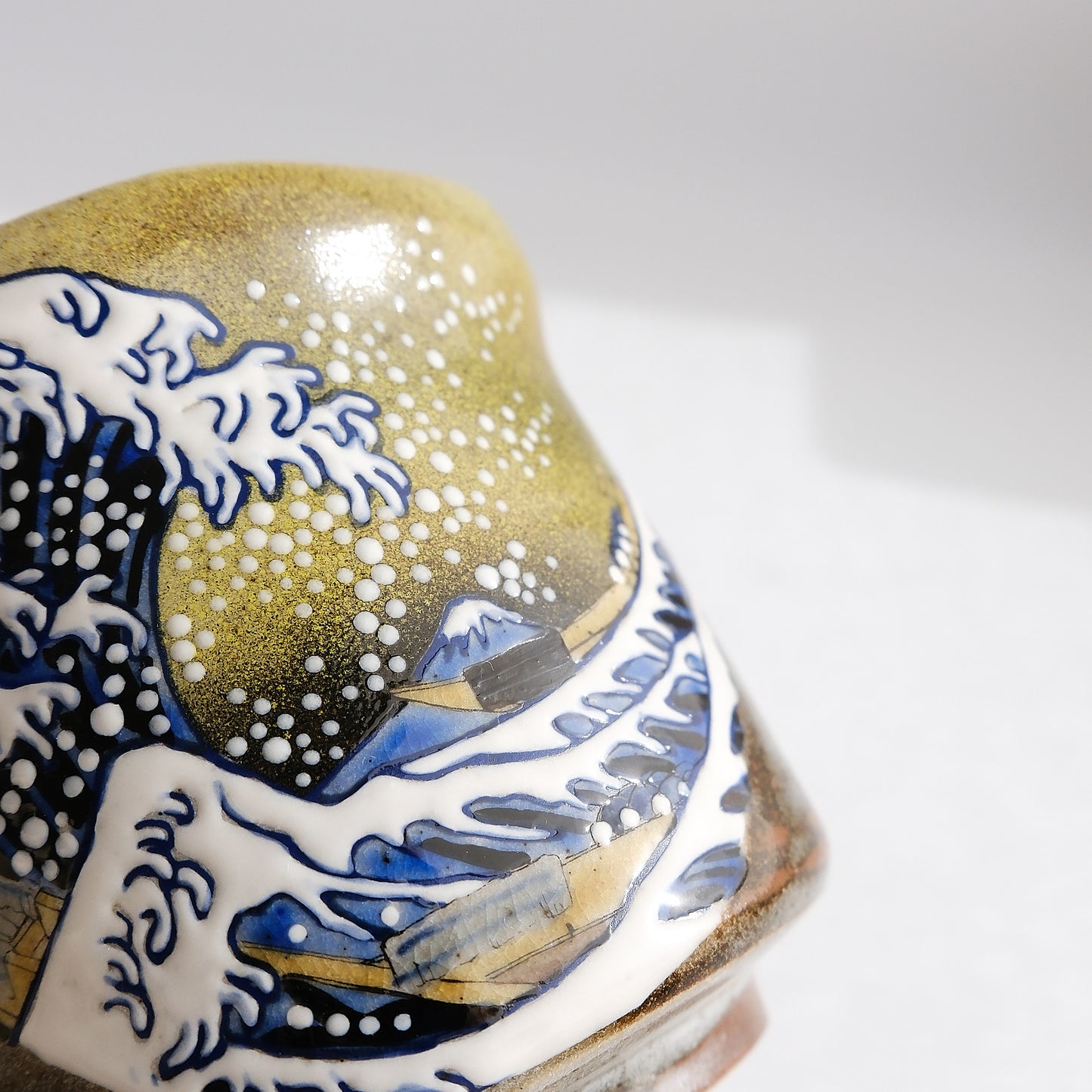 Kutani Ware Japanese Yunomi Tea Cup - Great Wave Kanagawa
