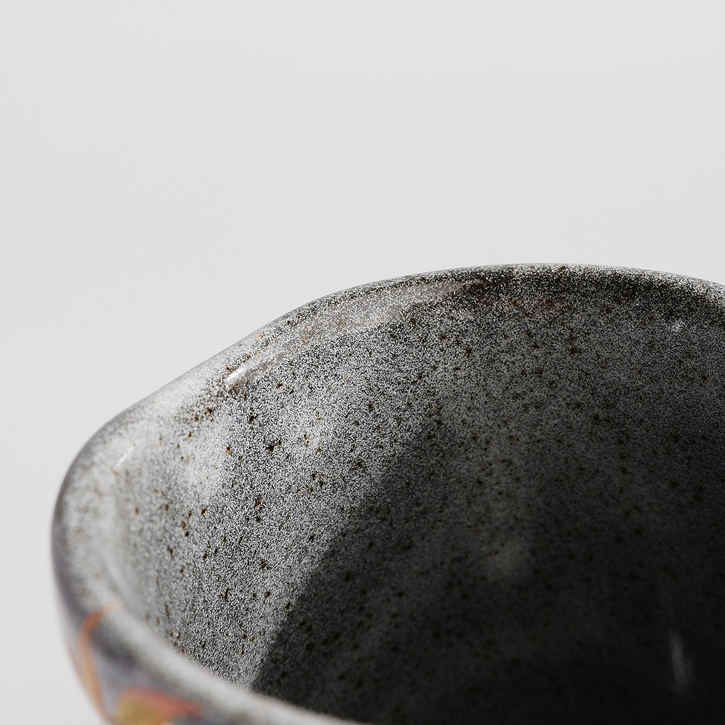 Kutani Ware Japanese Yunomi Tea Cup - Grey Yoshidaya Cherry Bird