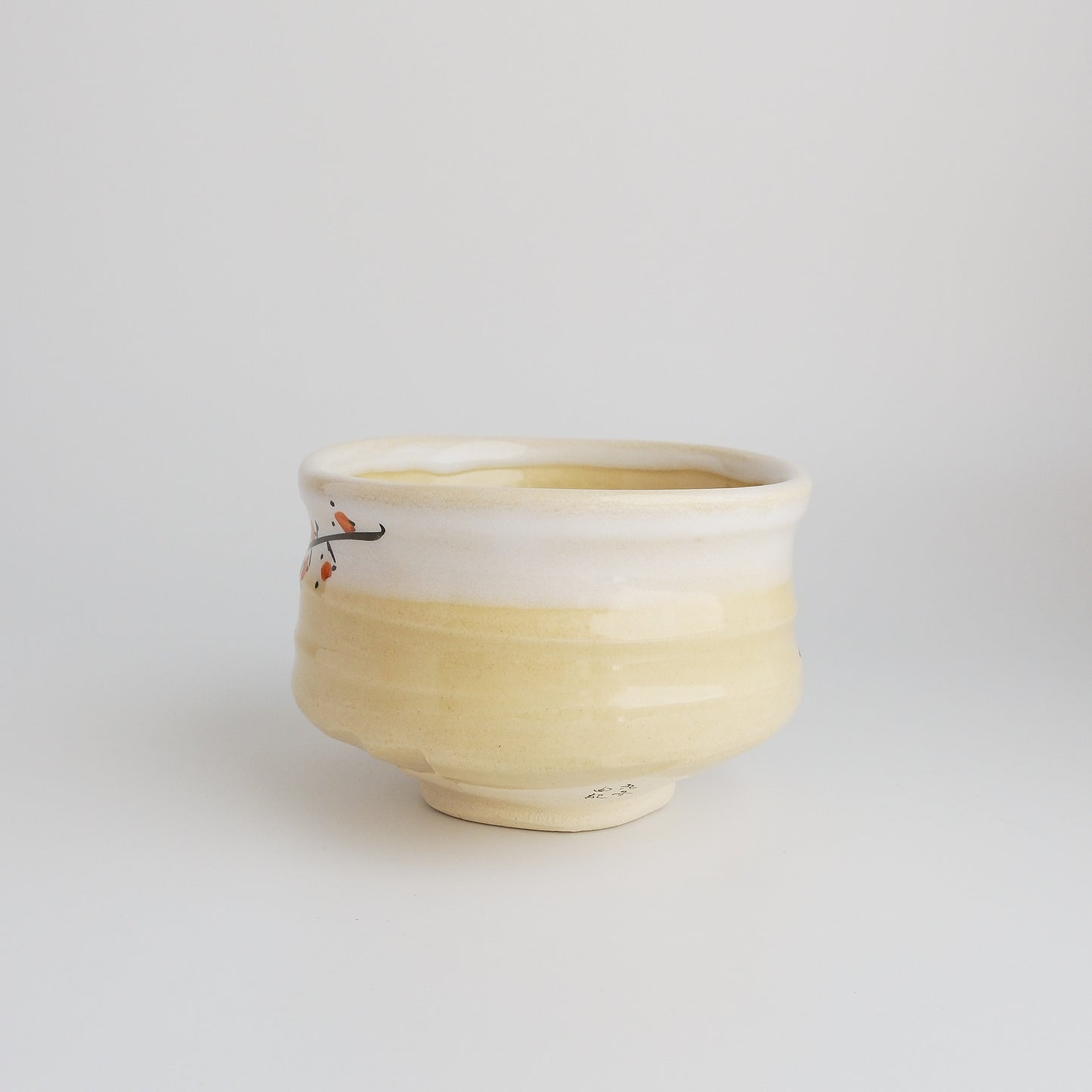 Kutani Ware Matcha Bowl - Red and White Plum Ume