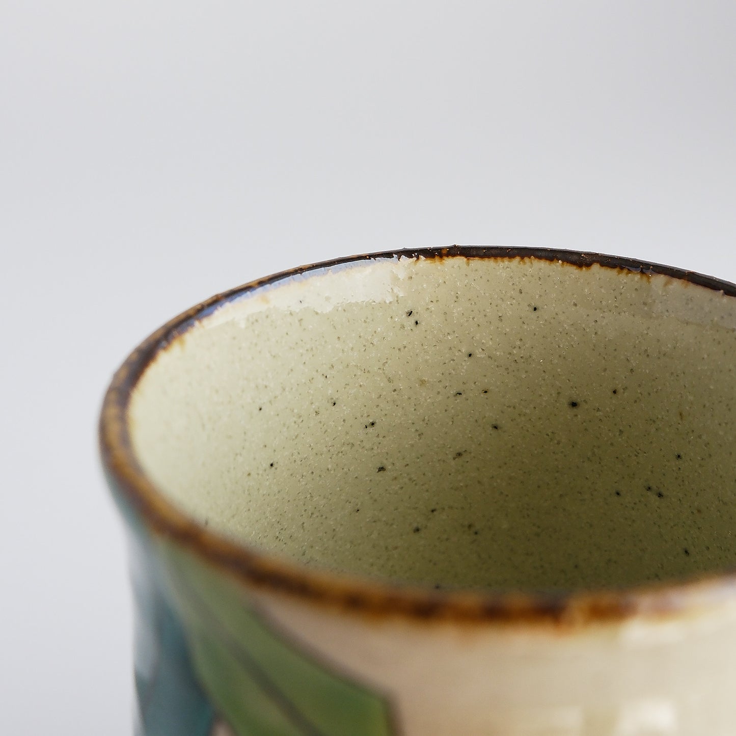 Kutani Ware Japanese Yunomi Tea Cup - White Camellia Bird