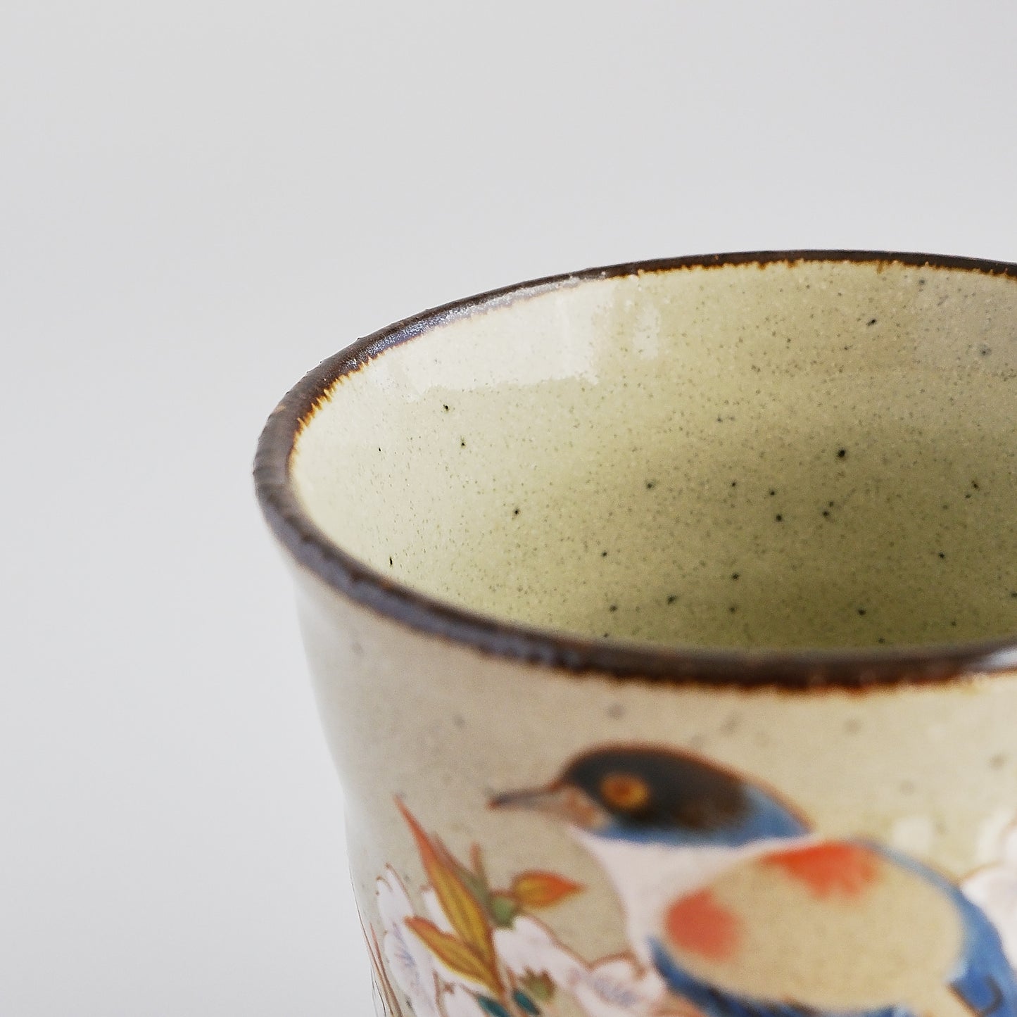 Kutani Ware Japanese Mug Cup - Yoshidaya Cherry Bird