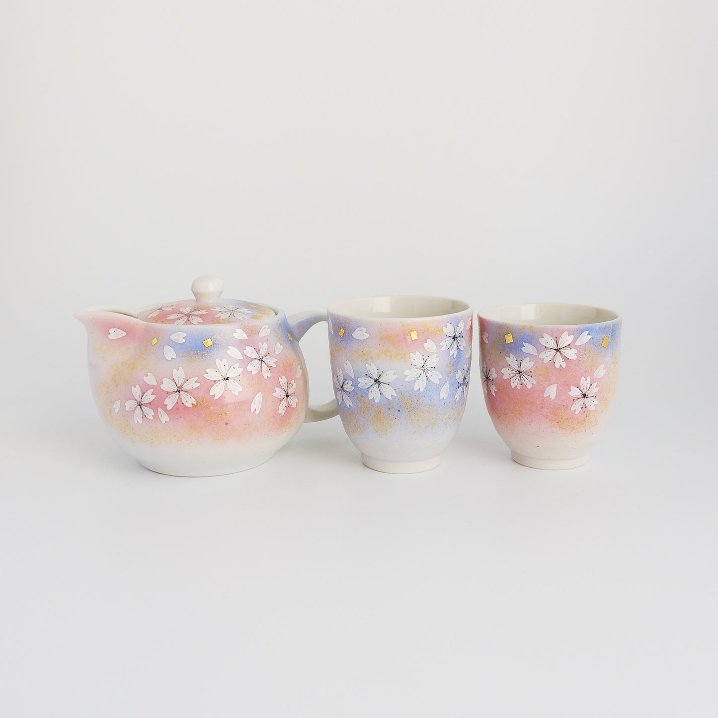 Kutani Ware Yunomi Kyusu Teapot Set - Sakura Flower Dance