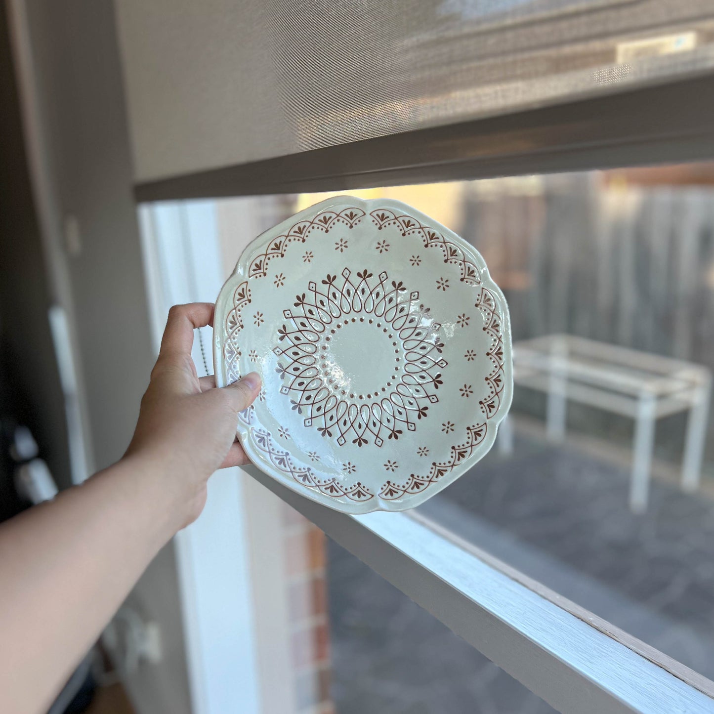LA DENTELLE Deep Plate 21.5cm - Green / Grey / Brown / White