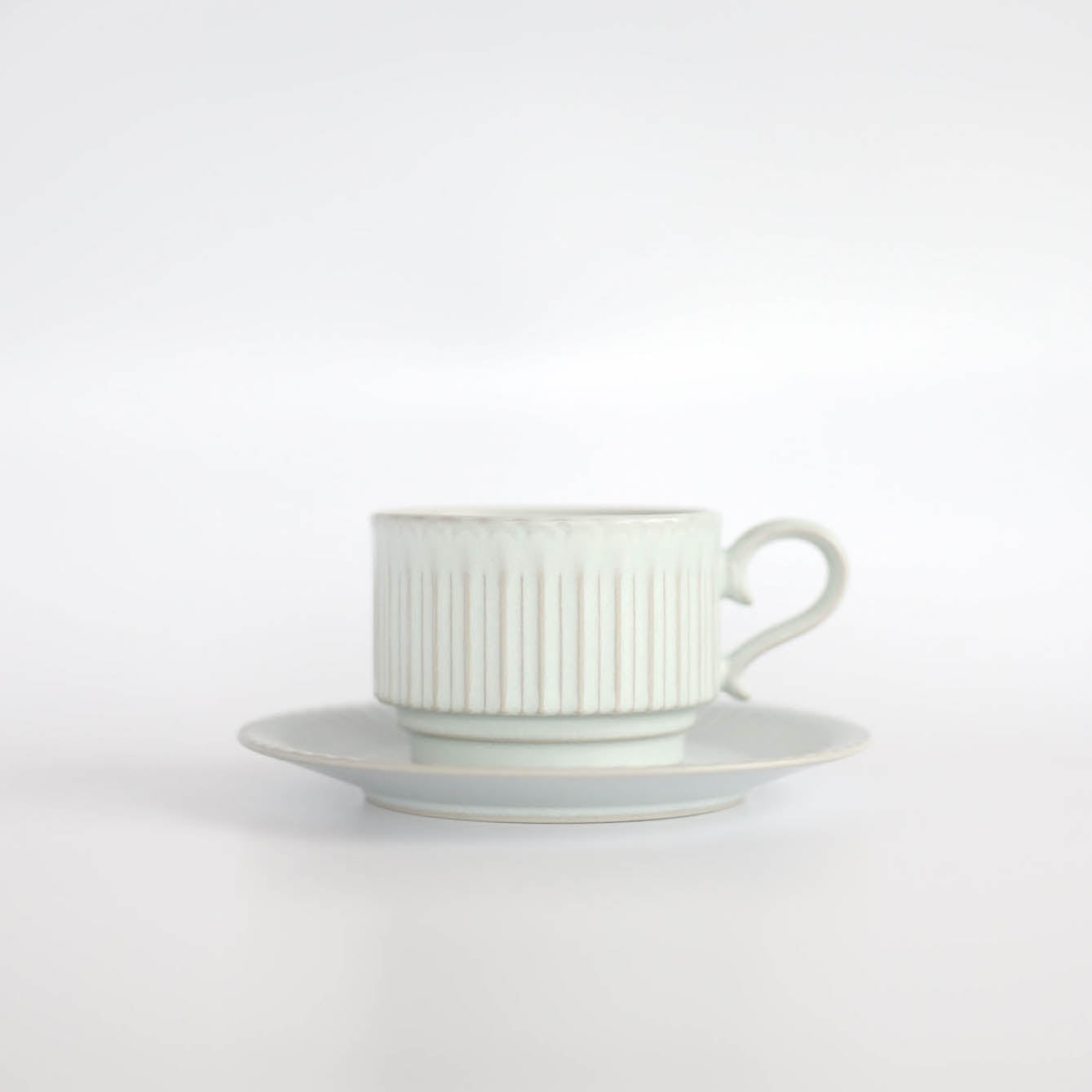 Shush Grace Stack Coffee Cup and Saucer 235ml - White / Black / Blue