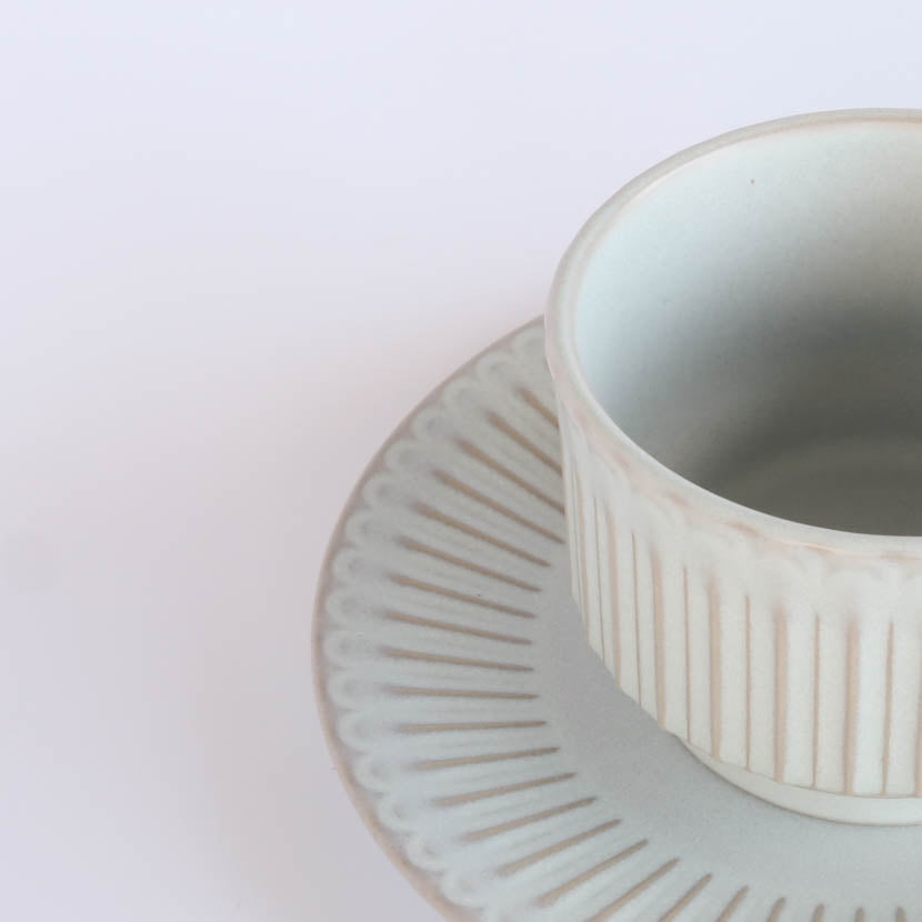 Shush Grace Stack Coffee Cup and Saucer 235ml - White / Black / Blue