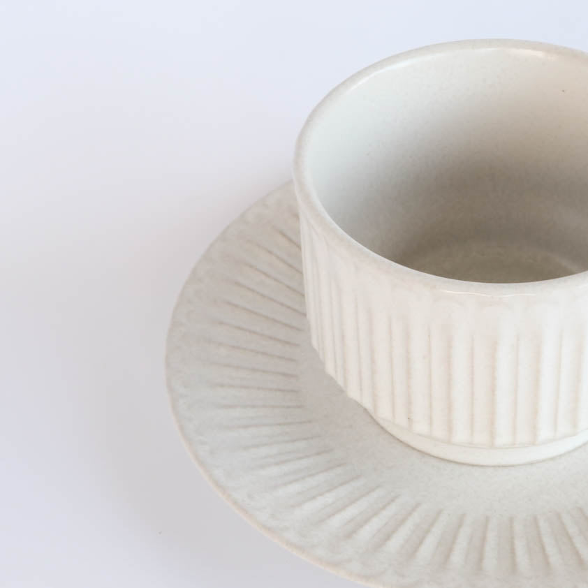 Shush Grace Stack Coffee Cup and Saucer 235ml - White / Black / Blue