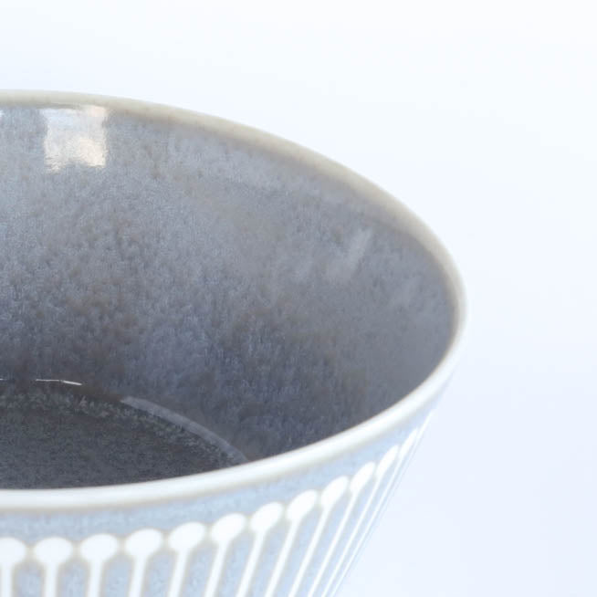 ALBEE Julienne Grass Pattern Bowl with Non Wrap Lid 13cm - Navy / Beige / Grey