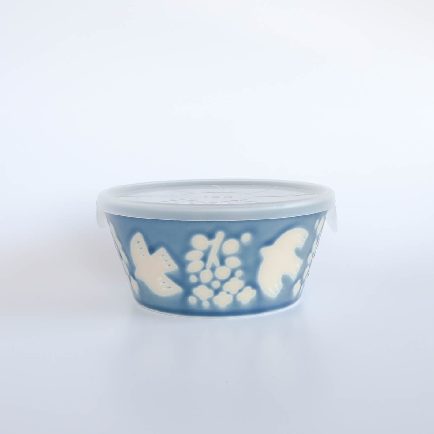 LINTU Plantaree Bowl with Non Wrap Lid 13cm - Blue / Aqua / White