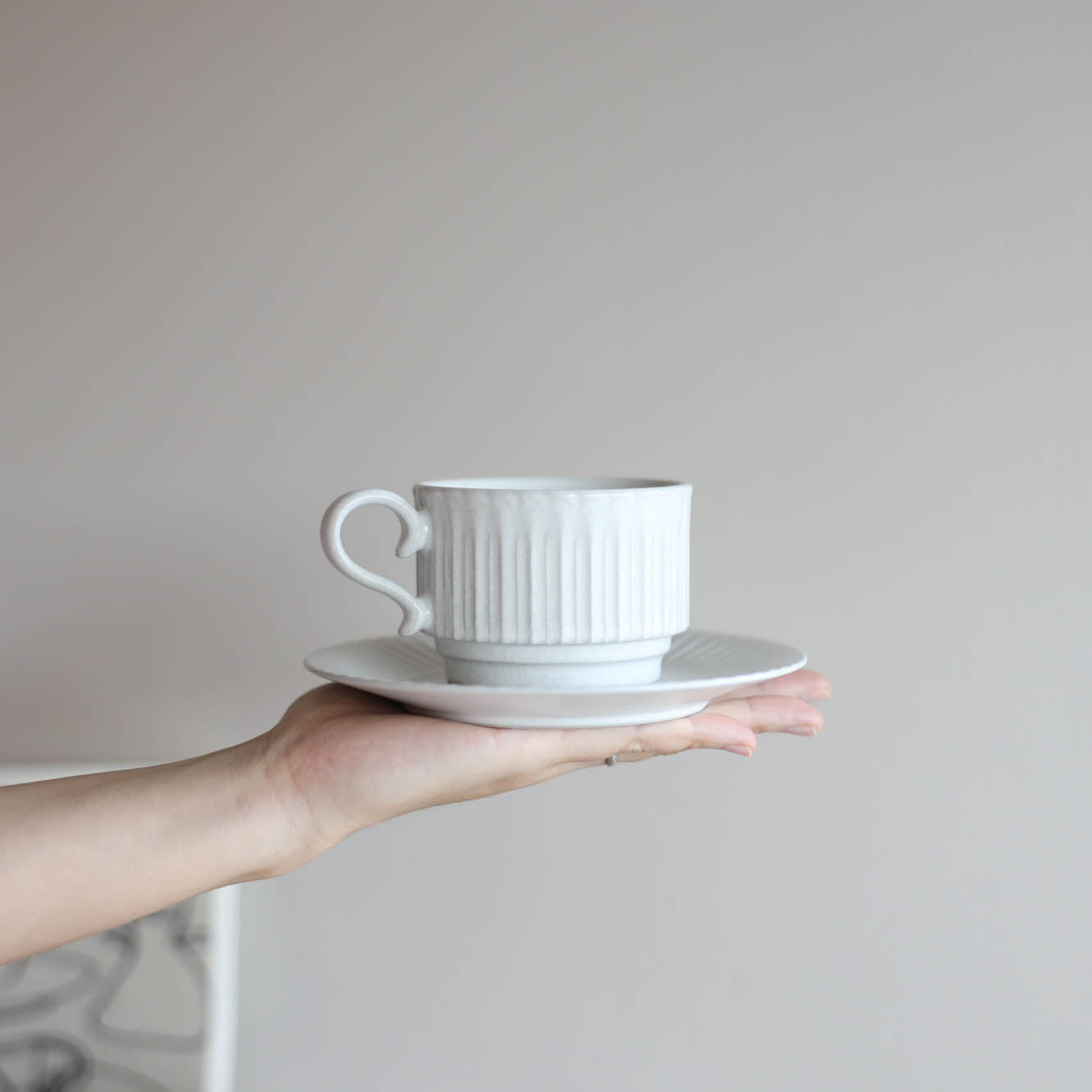 Shush Grace Stack Coffee Cup and Saucer 235ml - White / Black / Blue