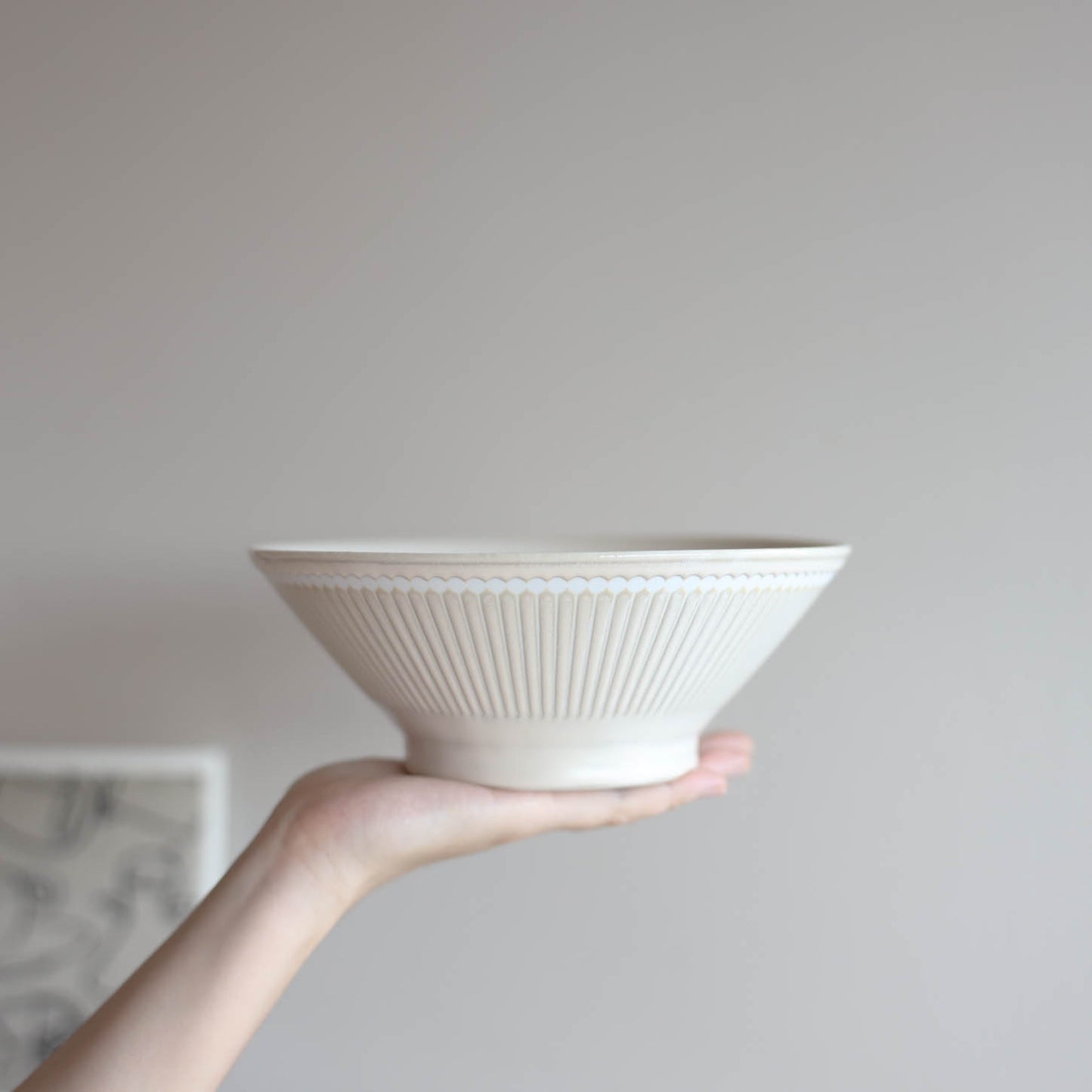 ALBEE Julienne Grass Pattern Ramen Noodle Large Bowl 21cm - Navy / Beige / Grey