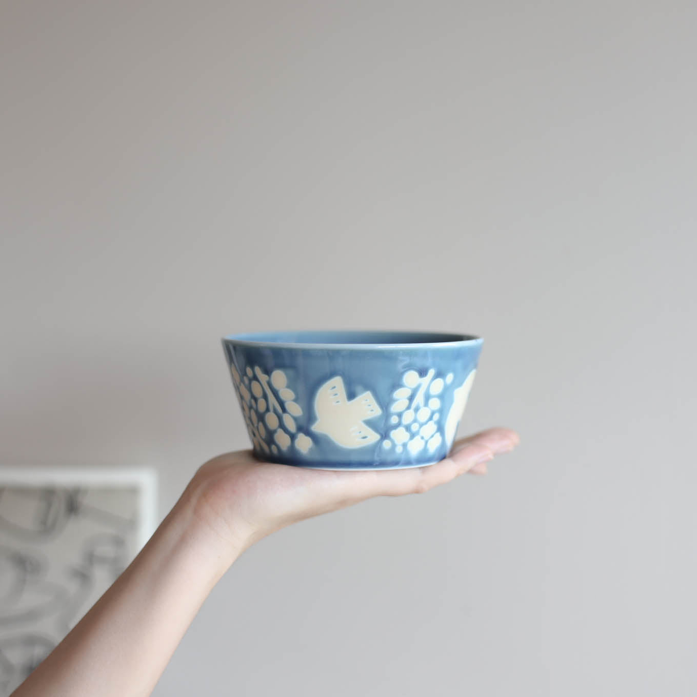 LINTU Plantaree Bowl with Non Wrap Lid 13cm - Blue / Aqua / White
