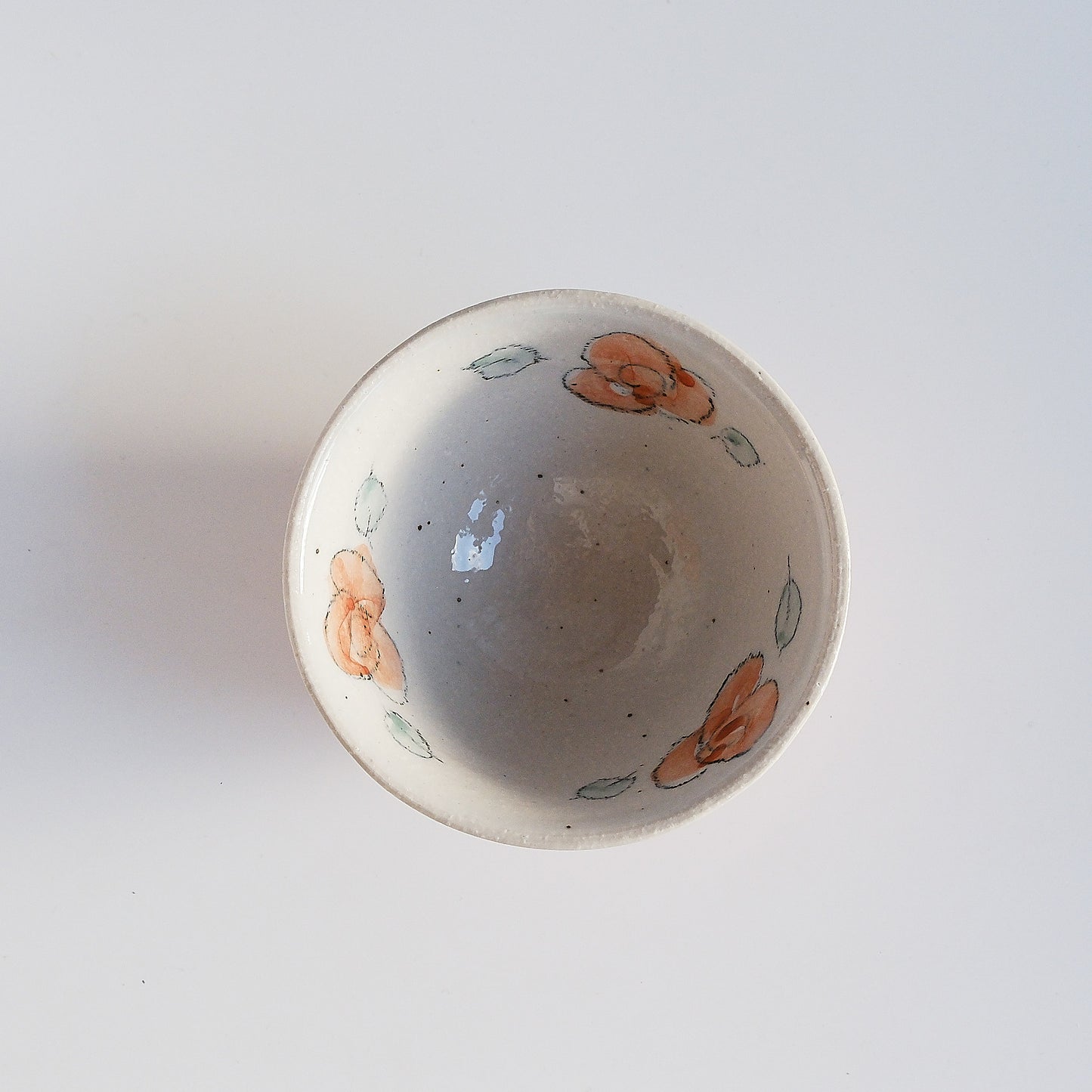 Rose Porcelain Small Rice Bowl 12cm - Red / Green