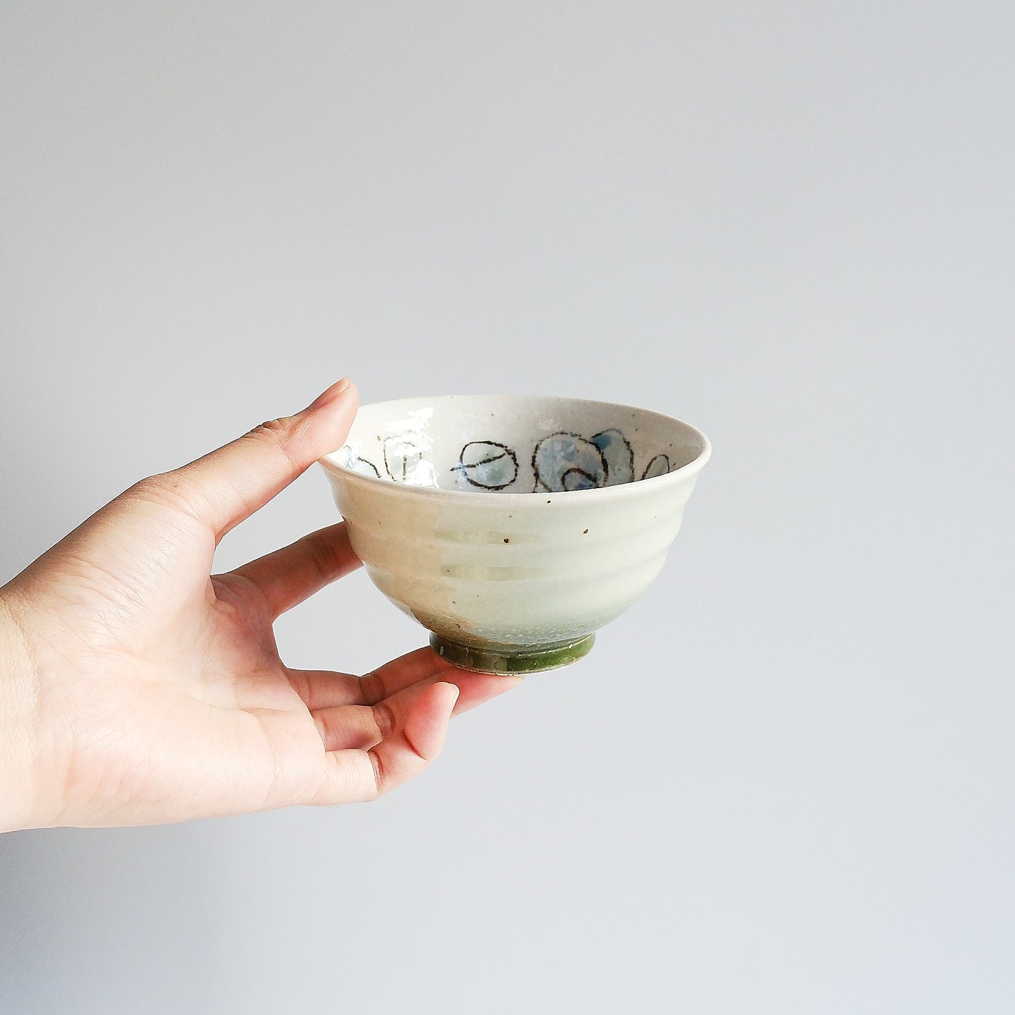 Rose Porcelain Small Rice Bowl 12cm - Red / Green