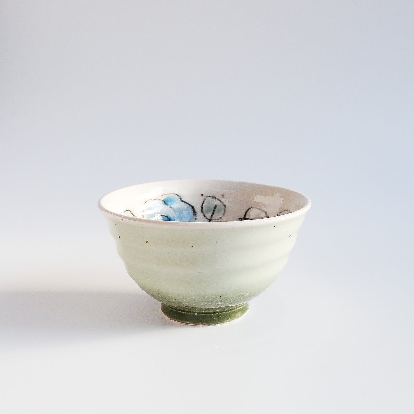 Rose Porcelain Small Rice Bowl 12cm - Red / Green
