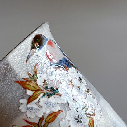 Kutani Ware Japanese Tumbler Cup - Cherry Blossoms Bird