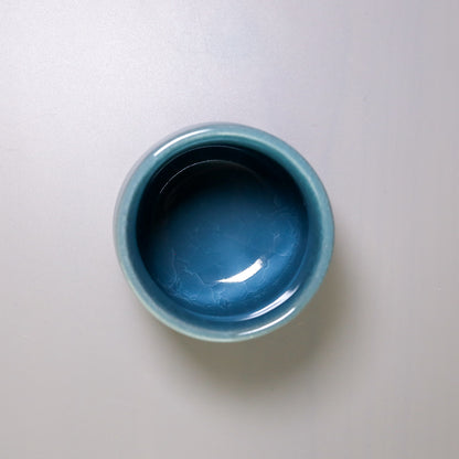 Pierced Glass Sushi Tea Cup 300ml - Blue Turkish