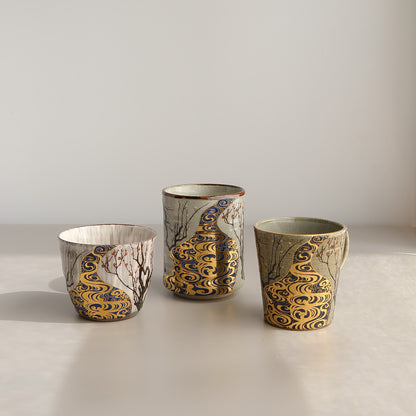 Kutani Ware Japanese Yunomi Tea Cup - Korin Plum
