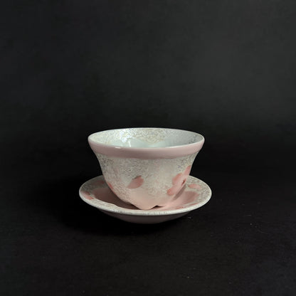Tasei Gama Arita Ware Hand Painted Teapot and Teacups Set - Pearl Pink Sakura
