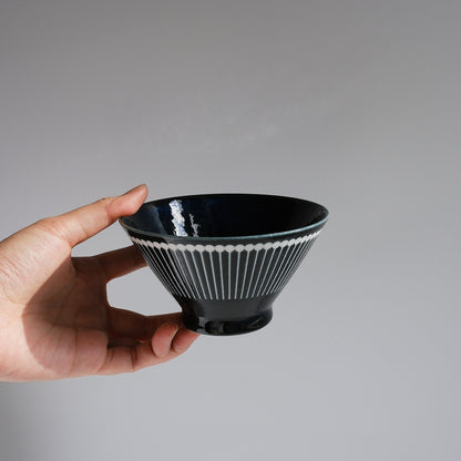 ALBEE Julienne Grass Pattern Rice Bowl 13cm - Navy