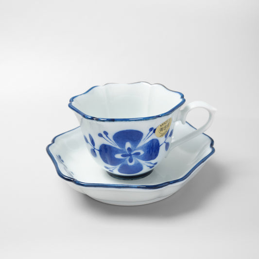 Arita Ware Cup and Saucer - Blue Clover