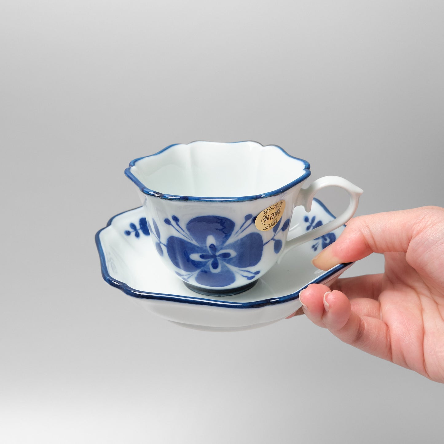 Arita Ware Cup and Saucer - Blue Clover