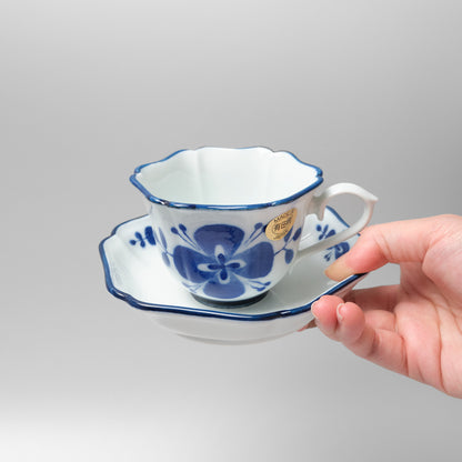 Arita Ware Cup and Saucer - Blue Clover