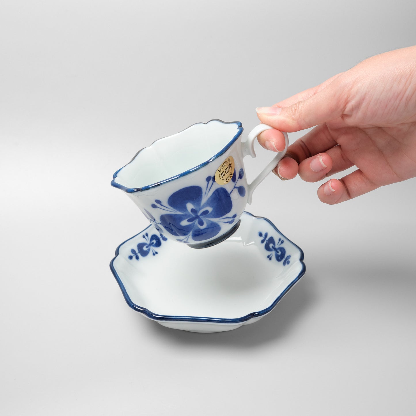 Arita Ware Cup and Saucer - Blue Clover