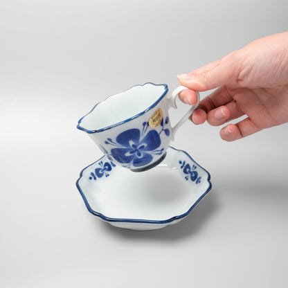Arita Ware Cup and Saucer - Blue Clover