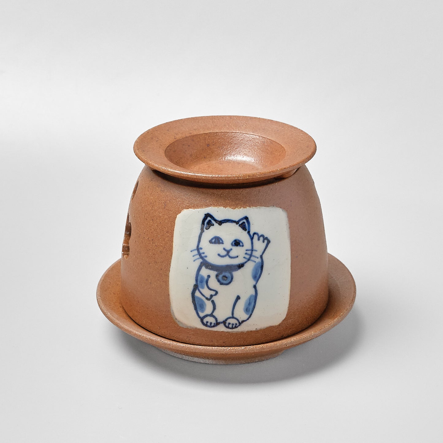 Arita Ware Japanese Ceramic Tea Aroma Burner (Chakōro) - Beckoning Cat