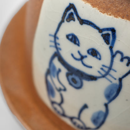 Arita Ware Japanese Ceramic Tea Aroma Burner (Chakōro) - Beckoning Cat
