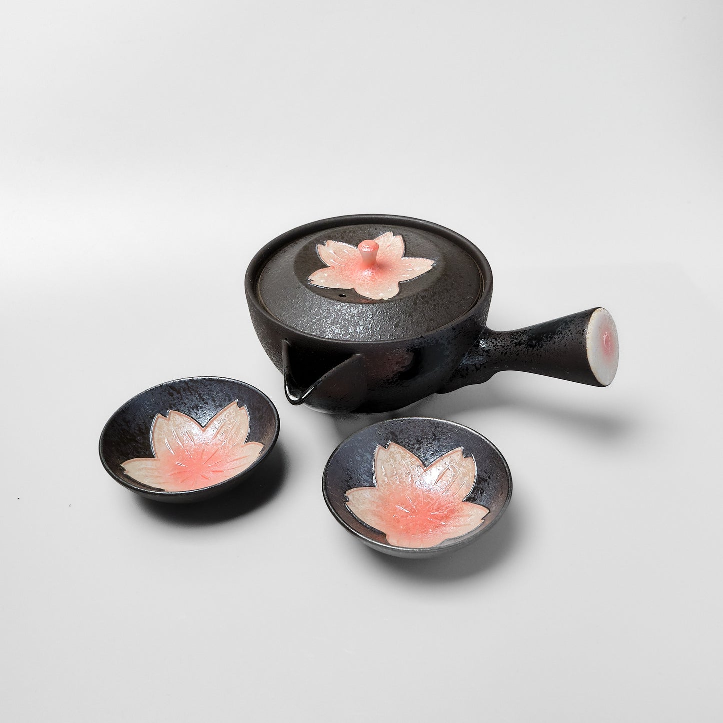 Arita Ware Teapot and Teacup Set - Black Pearl Cherry Blossom