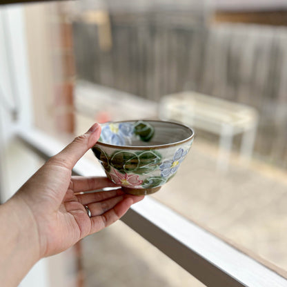 Cherry Blossom Small Rice Bowl 12cm - Red / Blue