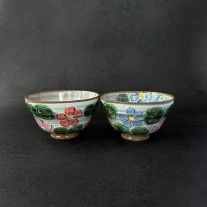 Cherry Blossom Small Rice Bowl 12cm - Red / Blue