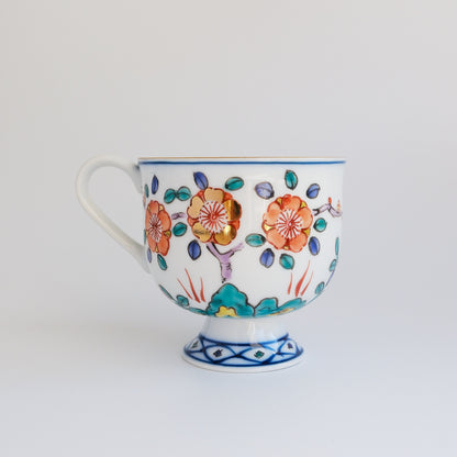 Hasami Ware Hand Painted Coffee Cup and Saucer 180ml - Gold Plum