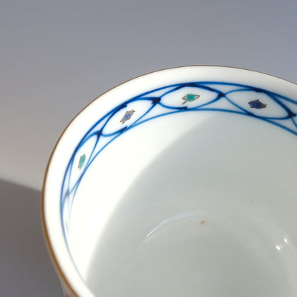 Hasami Ware Hand Painted Coffee Cup and Saucer 180ml - Gold Plum