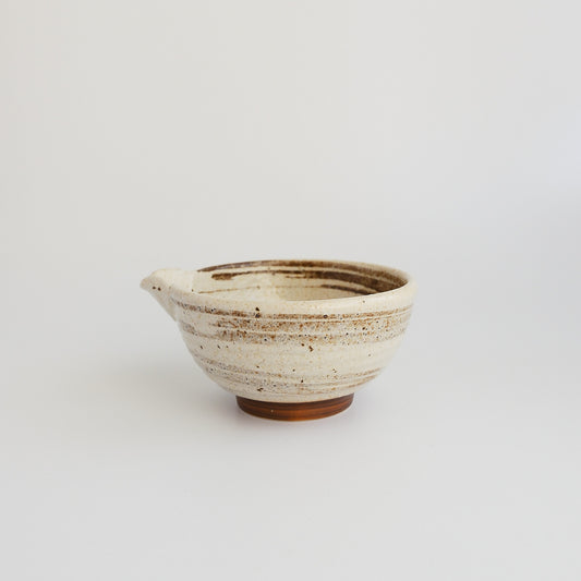 Nashiji Brushed Kataguchi Spout Matcha Bowl 200ml - Brown
