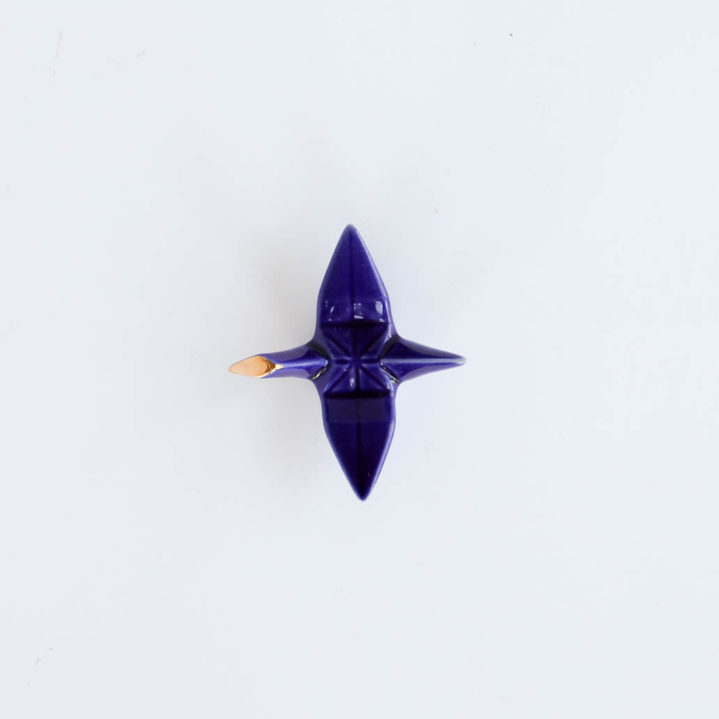 Gold Coloured Crane Chopstick Rest - White / Navy