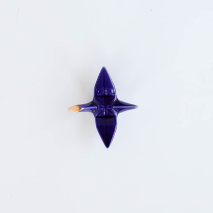Gold Coloured Crane Chopstick Rest - White / Navy