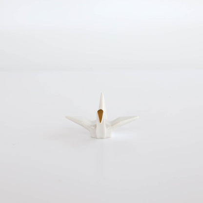 Gold Coloured Crane Chopstick Rest - White / Navy