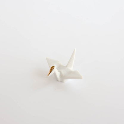 Gold Coloured Crane Chopstick Rest - White / Navy