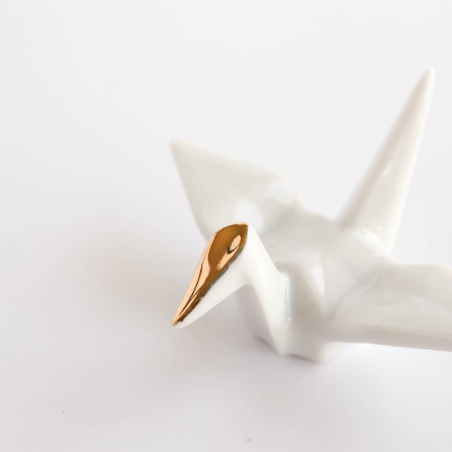 Gold Coloured Crane Chopstick Rest - White / Navy
