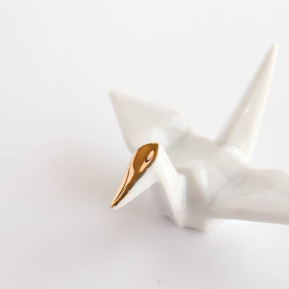 Gold Coloured Crane Chopstick Rest - White / Navy