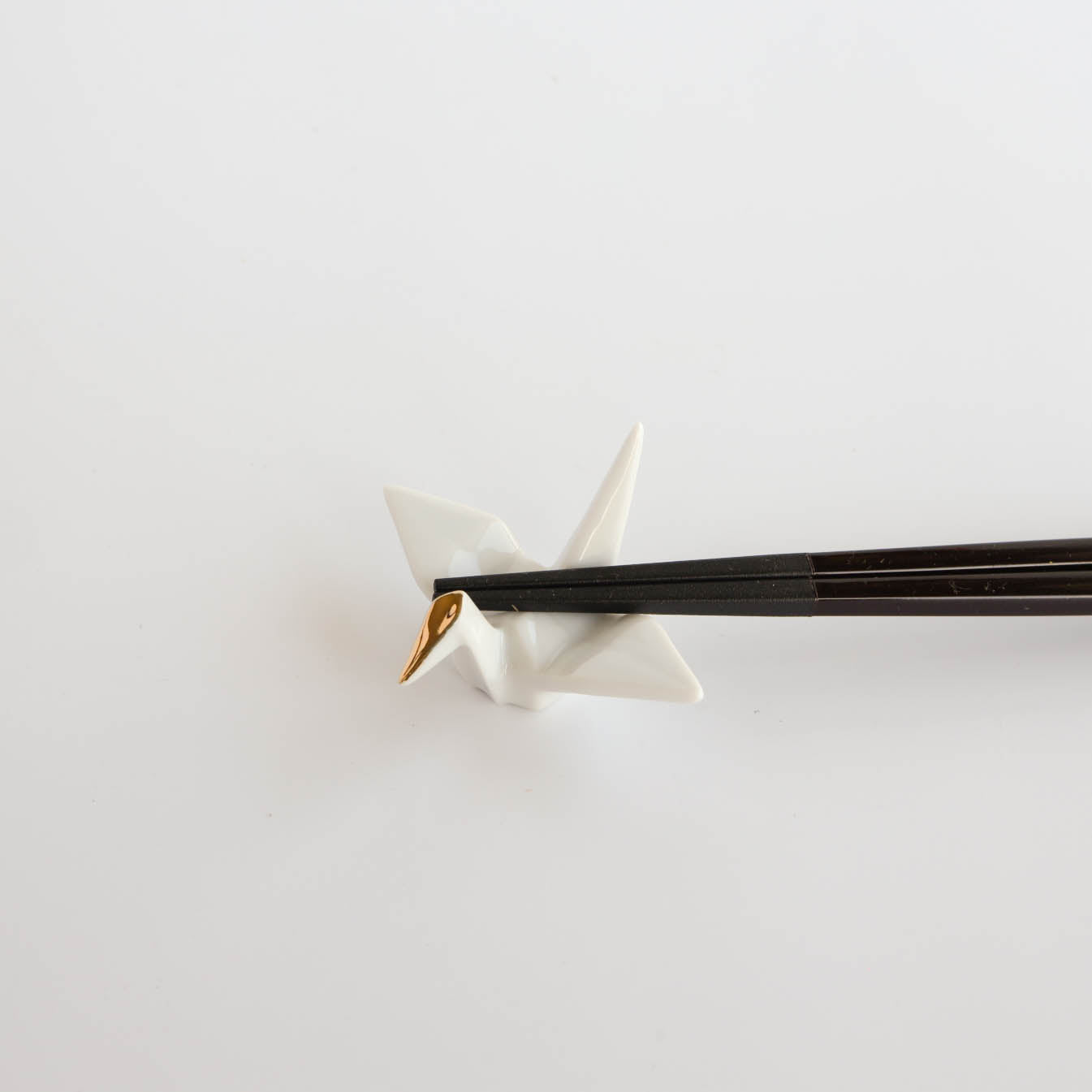 Gold Coloured Crane Chopstick Rest - White / Navy