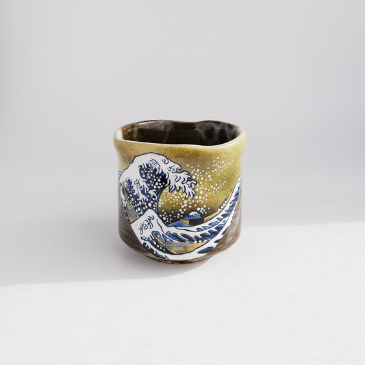 Kutani Ware Japanese Yunomi Tea Cup - Great Wave Kanagawa